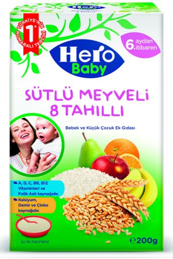 ÜLKER HERO BABY KAŞIK MAMASI SÜTLÜ MEYVELİ 8 TAHILLI 200 GR. ürün görseli